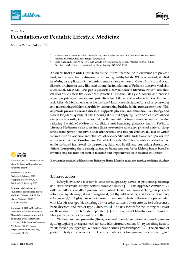 Paper Medicina del Estilo de Vida Infantil